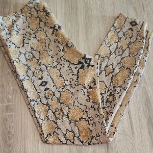 Varley Tan and Black Snakeskin Leggings
